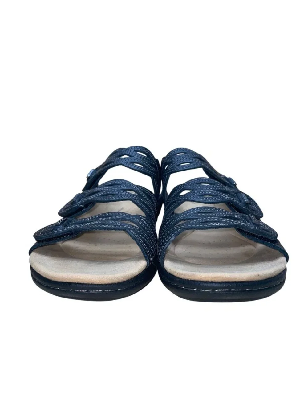 Clarks Women’s Black Leather Ultimate Comfort Ruby Slide Sandals Size 8.5 M - Picture 2 of 9